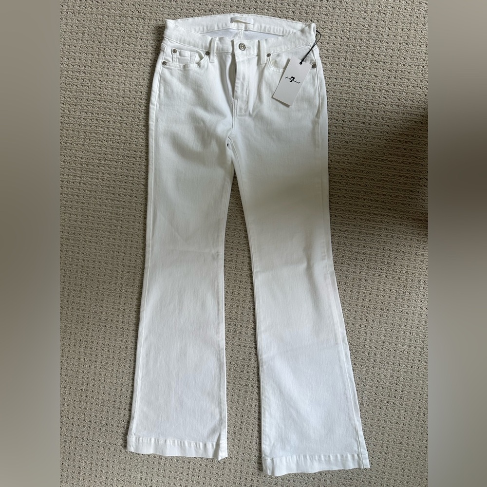 7 For All Mankind White Flare Wide Leg Jeans